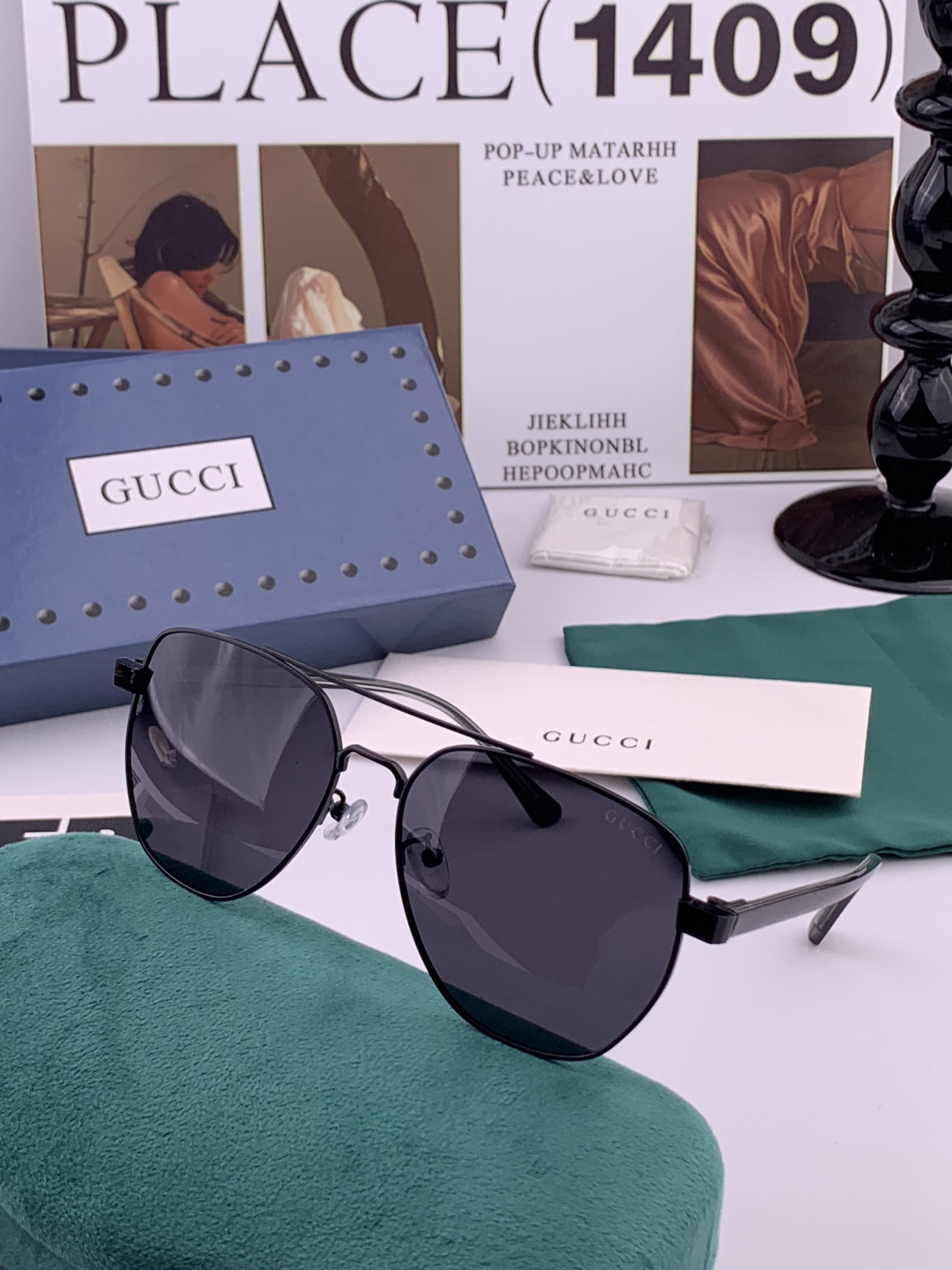 Gucci 。 高品质男女款墨镜 👍 进口宝丽来偏光镜片 。蛤蟆镜 开车钓鱼都可 。百搭显瘦墨镜韩版男士