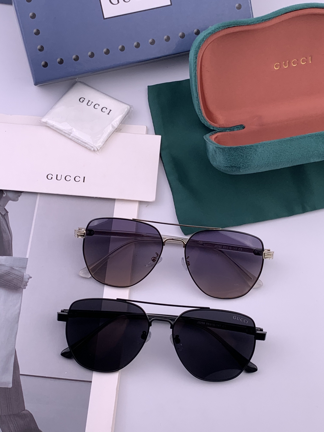 Gucci 。 高品质男女款墨镜 👍 进口宝丽来偏光镜片 。蛤蟆镜 开车钓鱼都可 。百搭显瘦墨镜韩版男士