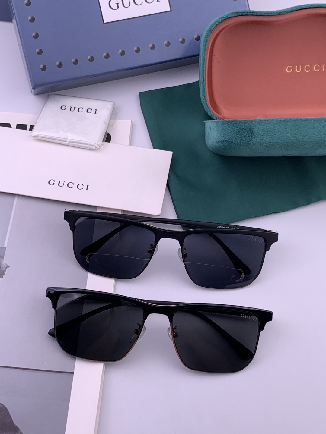 Gucci 。 高品质男女款墨镜 👍 进口宝丽来偏光镜片 。蛤蟆镜 开车钓鱼都可 。百搭显瘦墨镜韩版男士