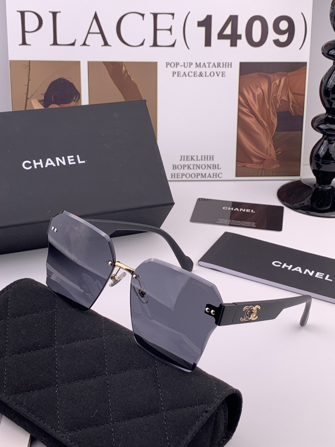 【CHANEL】香奈儿 新款潮流爆款 时尚方框太阳镜 佩戴舒适 网红潮款墨镜 女士高清加厚偏光太阳镜🕶️