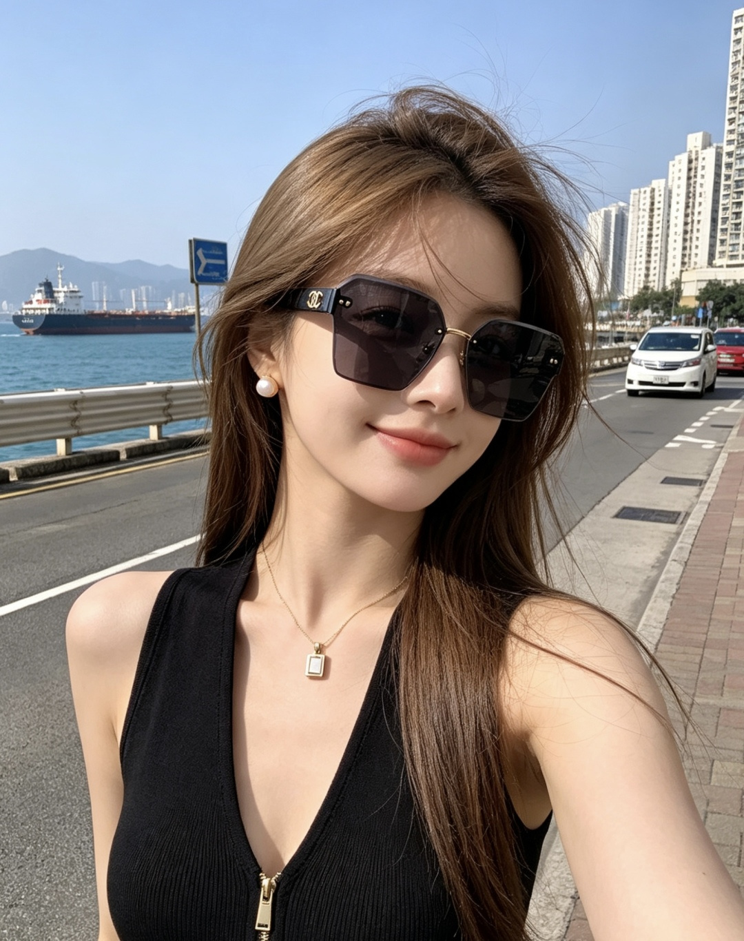 【CHANEL】香奈儿 新款潮流爆款 时尚方框太阳镜 佩戴舒适 网红潮款墨镜 女士高清加厚偏光太阳镜🕶️