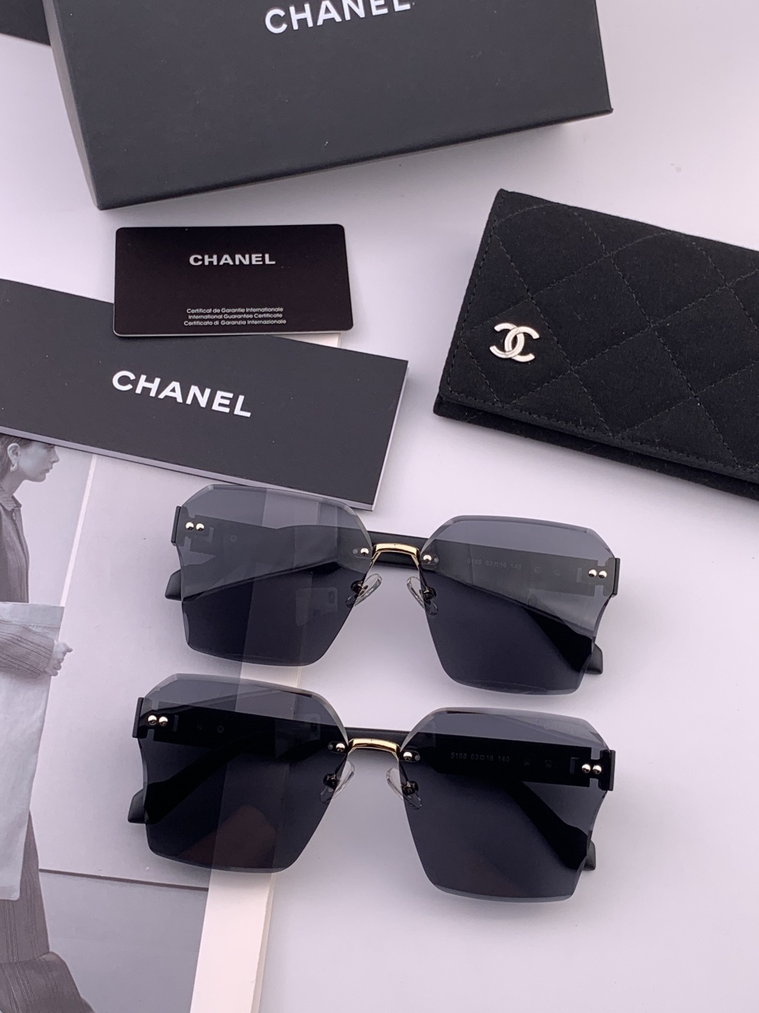 【CHANEL】香奈儿 新款潮流爆款 时尚方框太阳镜 佩戴舒适 网红潮款墨镜 女士高清加厚偏光太阳镜🕶️