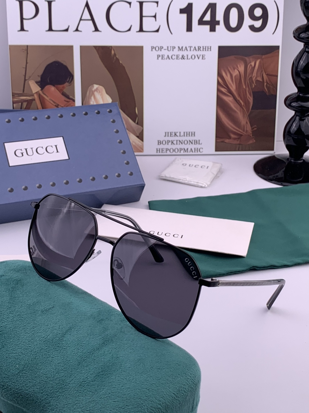 Gucci 。 高品质男女款墨镜 👍 进口宝丽来偏光镜片 。蛤蟆镜 开车钓鱼都可 。百搭显瘦墨镜韩版男士