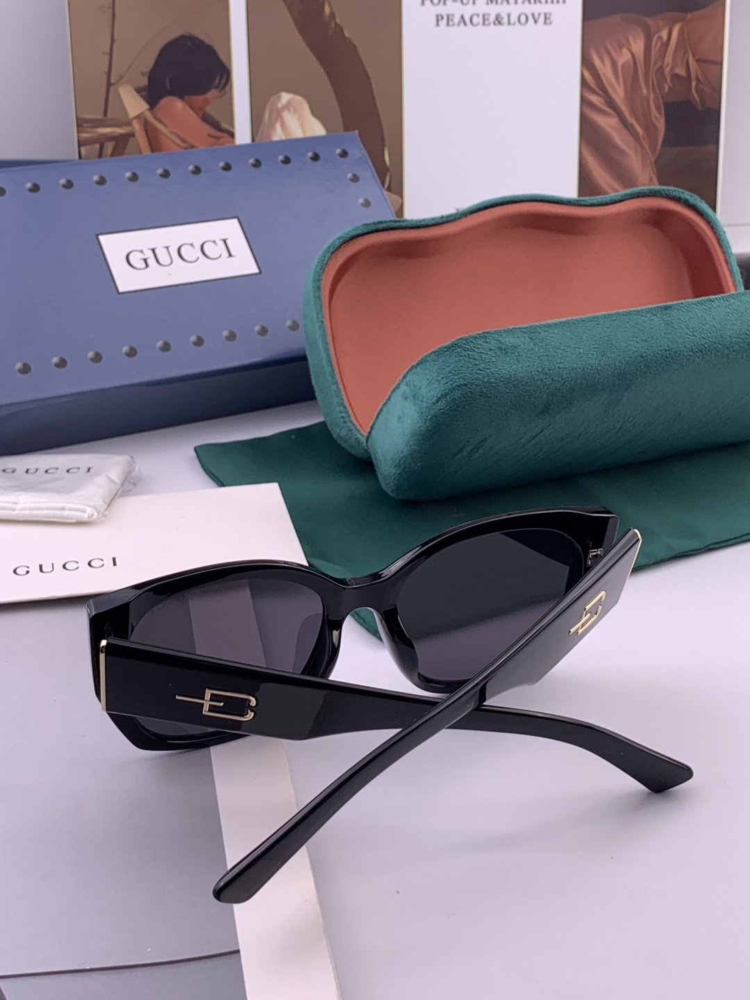 🔺 【GUCCI-偏光太阳镜】开春新款 潮流爆款 时尚方框偏光太阳镜 高品质 佩戴舒适 网红潮款墨镜 女