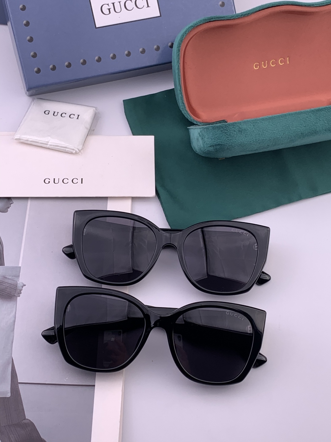 🔺 【GUCCI-偏光太阳镜】开春新款 潮流爆款 时尚方框偏光太阳镜 高品质 佩戴舒适 网红潮款墨镜 女