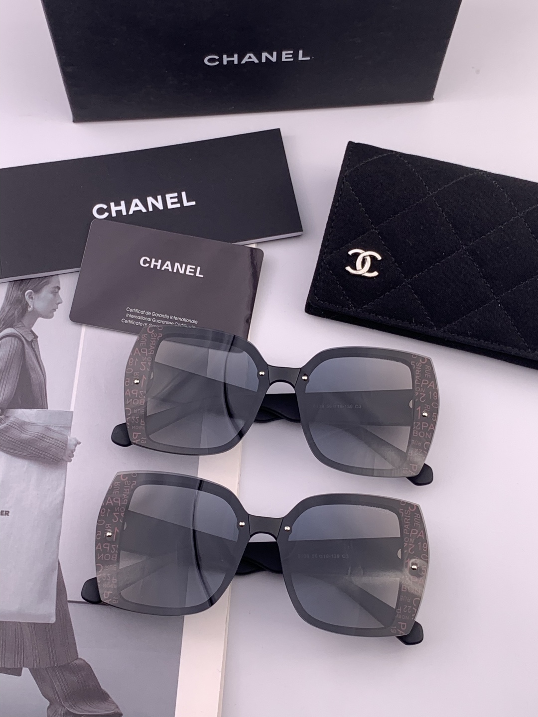 【CHANEL】香奈儿 新款潮流爆款 时尚方框太阳镜 佩戴舒适 网红潮款墨镜 女士高清加厚偏光太阳镜🕶️