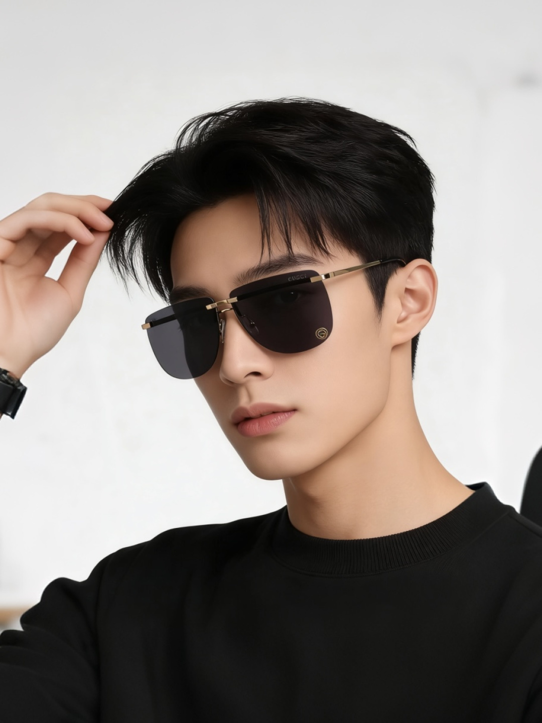 GUCC*。高品质男女款”太阳镜。 开车钓鱼都可。百搭显瘦墨镜韩版男士飞行员大框司机开车防紫外线太阳镜，