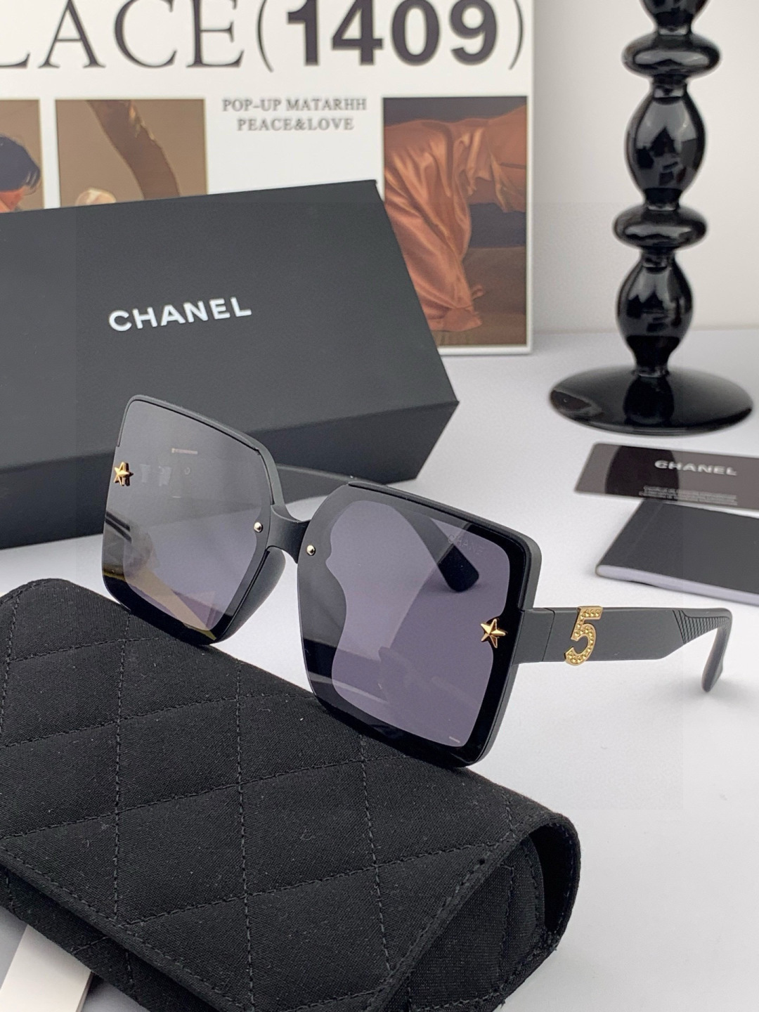 【CHANEL】香奈儿 新款潮流爆款 时尚方框太阳镜 佩戴舒适 网红潮款墨镜 女士高清加厚偏光太阳镜🕶️