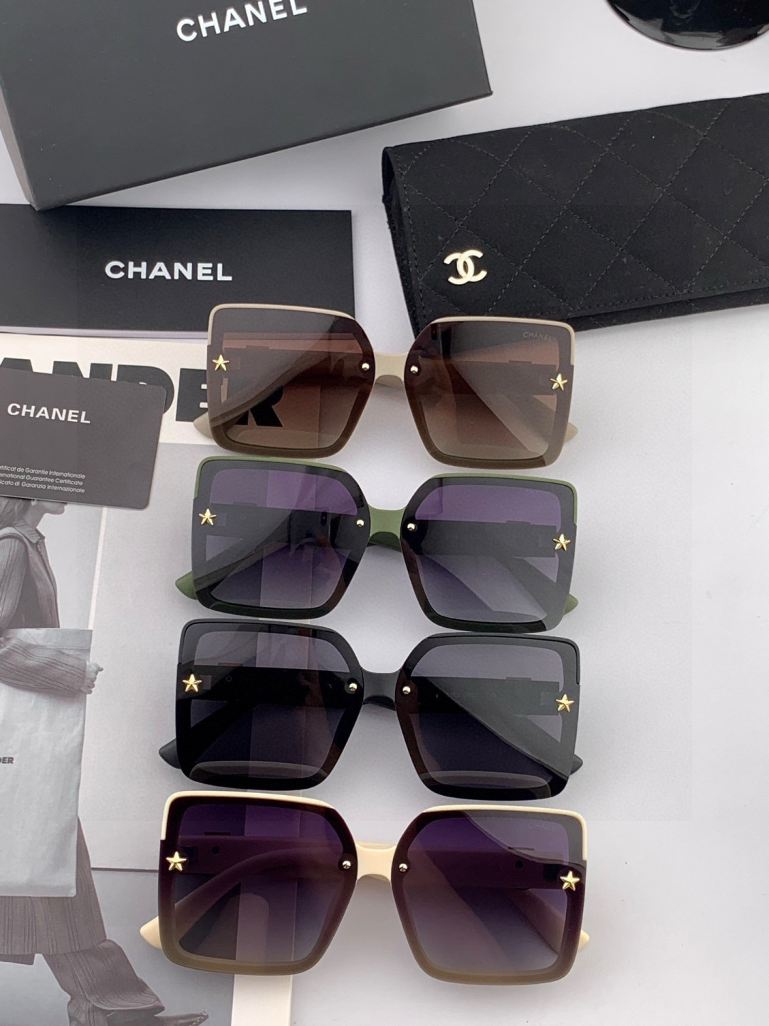 【CHANEL】香奈儿 新款潮流爆款 时尚方框太阳镜 佩戴舒适 网红潮款墨镜 女士高清加厚偏光太阳镜🕶️