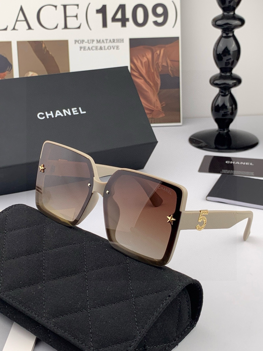 【CHANEL】香奈儿 新款潮流爆款 时尚方框太阳镜 佩戴舒适 网红潮款墨镜 女士高清加厚偏光太阳镜🕶️