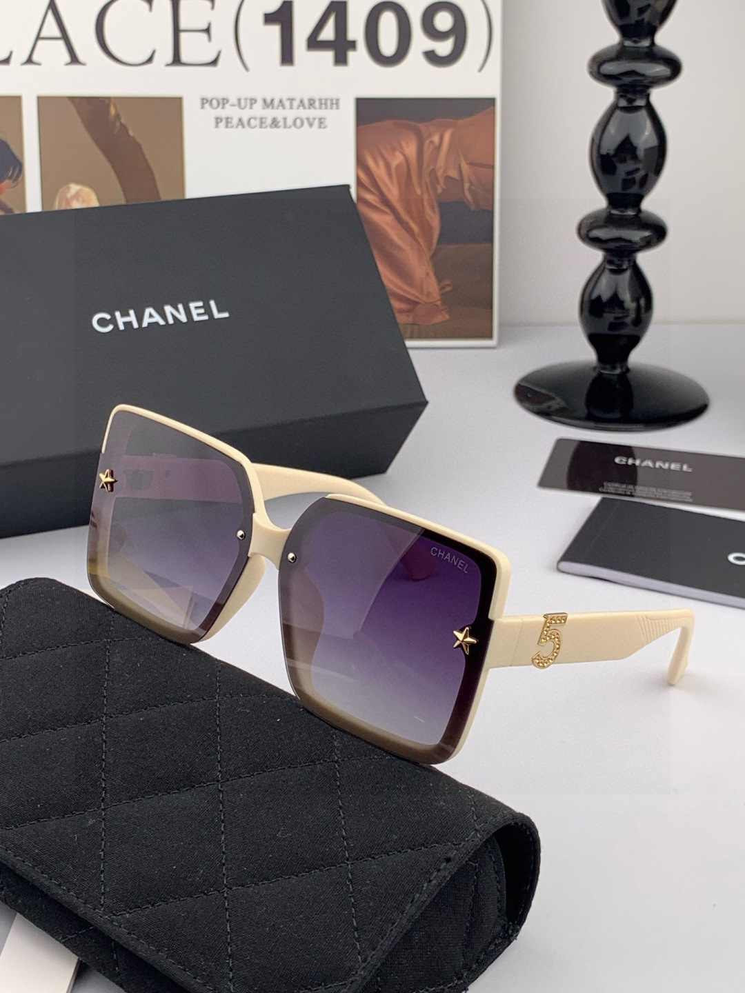 【CHANEL】香奈儿 新款潮流爆款 时尚方框太阳镜 佩戴舒适 网红潮款墨镜 女士高清加厚偏光太阳镜🕶️