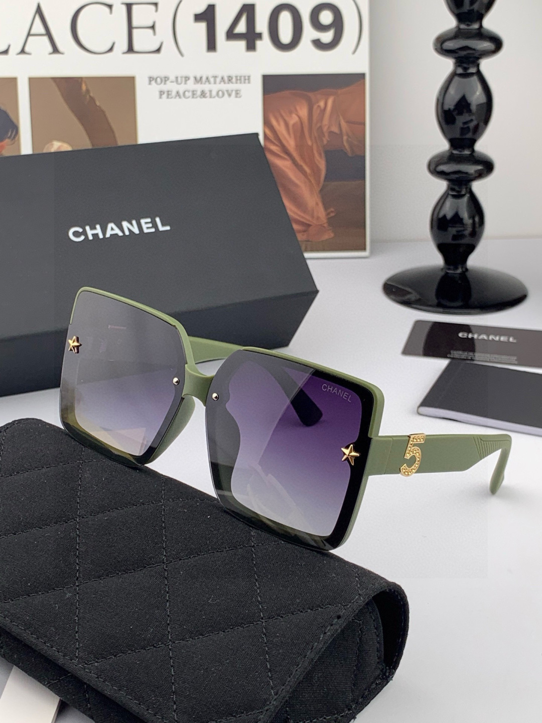 【CHANEL】香奈儿 新款潮流爆款 时尚方框太阳镜 佩戴舒适 网红潮款墨镜 女士高清加厚偏光太阳镜🕶️