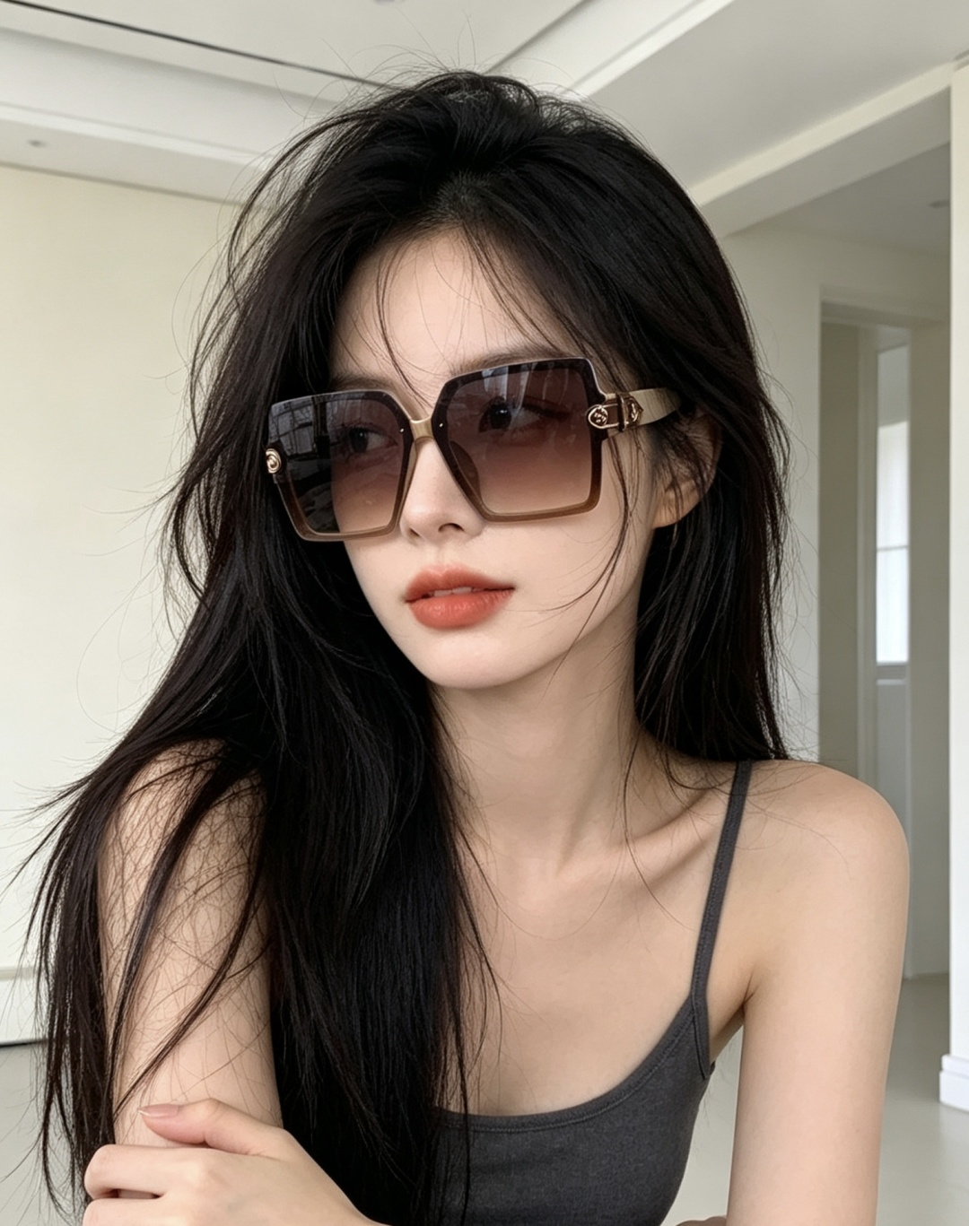 lv大框太阳镜墨镜经典的方框设计，不挑脸型，无论搭配大衣还是连衣裙都非常显气质预防紫外线 型号：型号：L