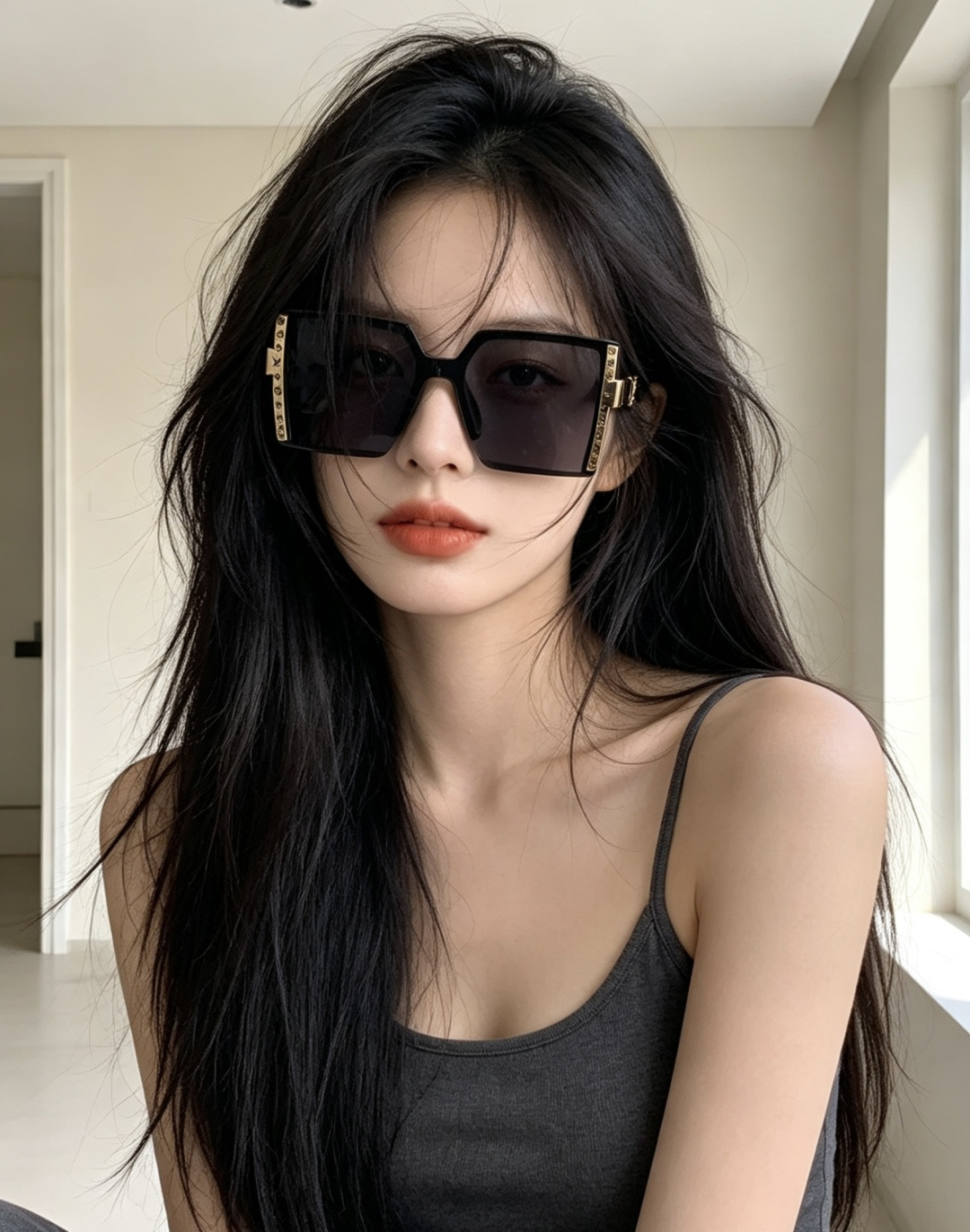 lv大框太阳镜墨镜经典的方框设计，不挑脸型，无论搭配大衣还是连衣裙都非常显气质预防紫外线 型号：型号：L