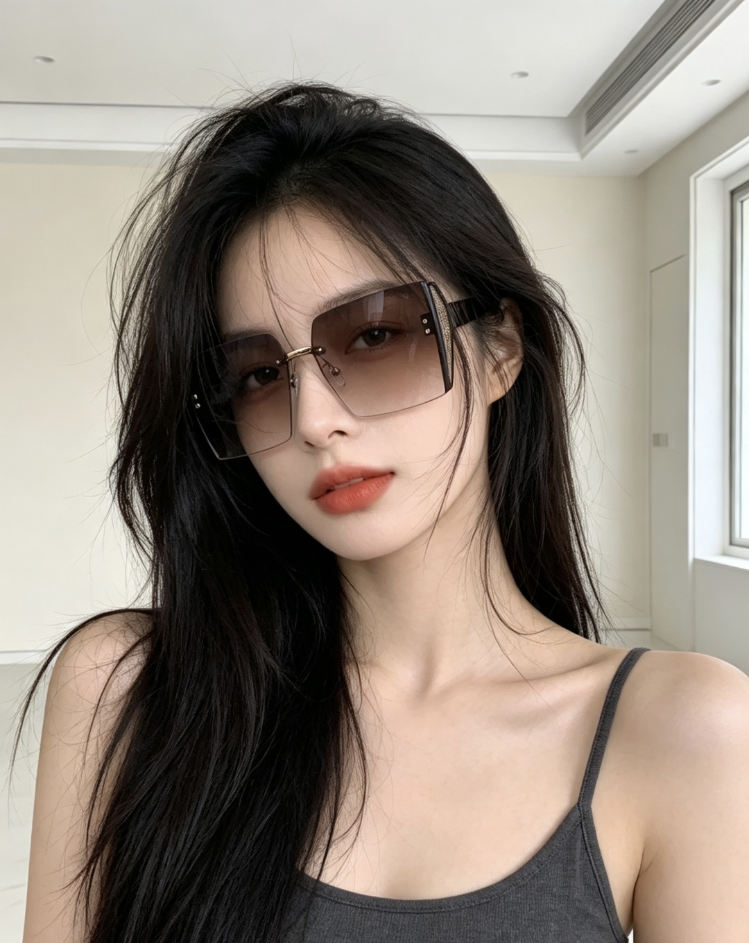 DIOR 新款女士方框太阳眼镜 开车墨镜 新款金属无框太阳镜 时尚大方 舒适轻盈 精致奢华 超轻 型号：