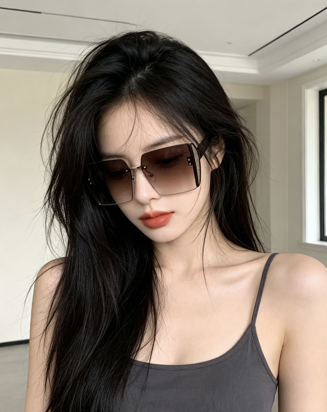 DIOR 新款女士方框太阳眼镜 开车墨镜 新款金属无框太阳镜 时尚大方 舒适轻盈 精致奢华 超轻 型号：