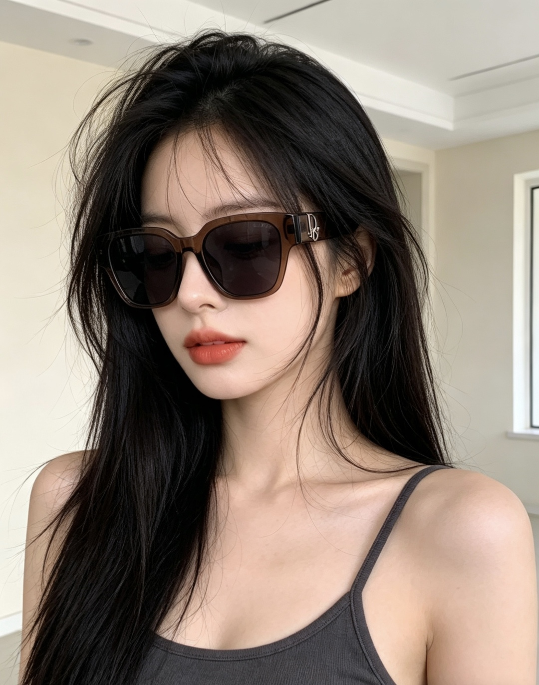 DIOR 新款女士方框太阳眼镜 开车墨镜 新款金属无框太阳镜 时尚大方 舒适轻盈 精致奢华 超轻 型号：