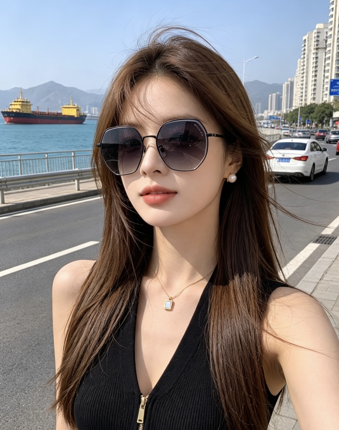 【CHANEL】香奈儿 新款尼龙偏光太眼镜，无框钻石 切边更有质感，大气女人范儿，大脸小脸都好看 ！型号