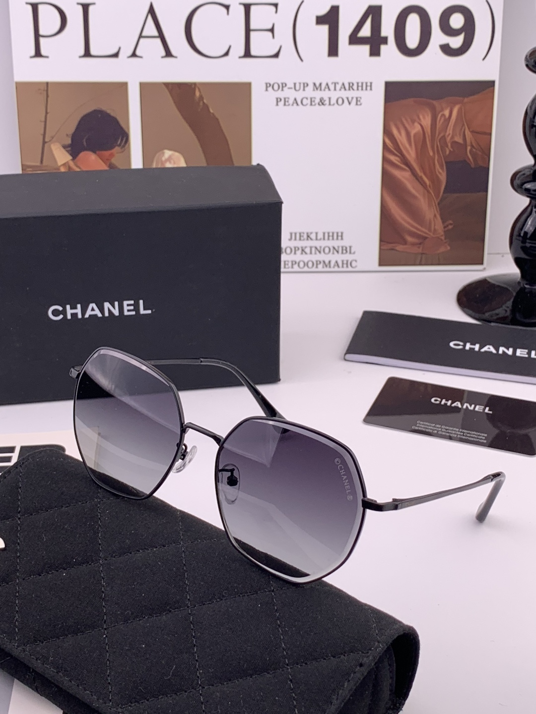 【CHANEL】香奈儿 新款尼龙偏光太眼镜，无框钻石 切边更有质感，大气女人范儿，大脸小脸都好看 ！型号