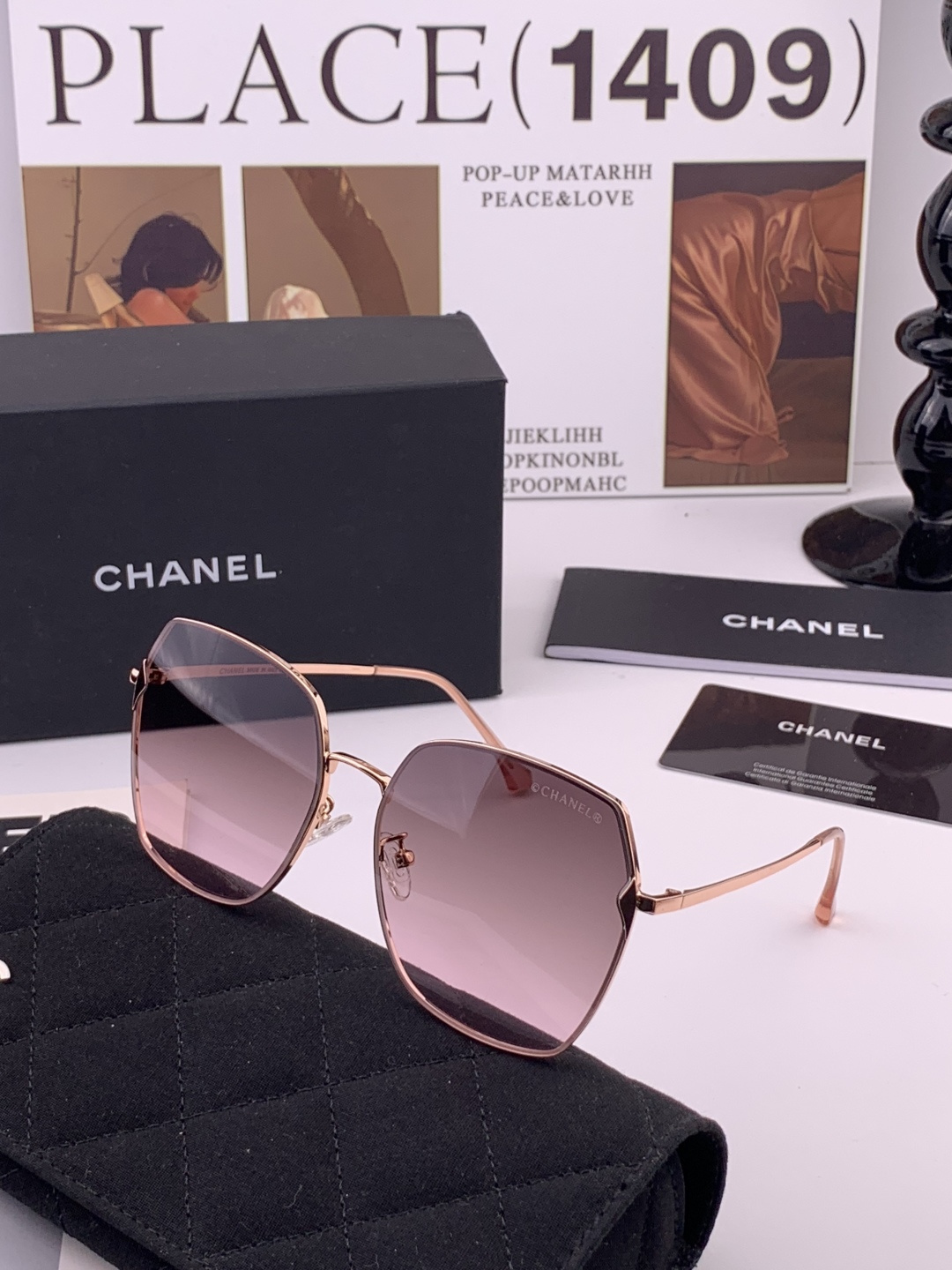 【CHANEL】香奈儿 新款尼龙偏光太眼镜，无框钻石 切边更有质感，大气女人范儿，大脸小脸都好看 ！型号