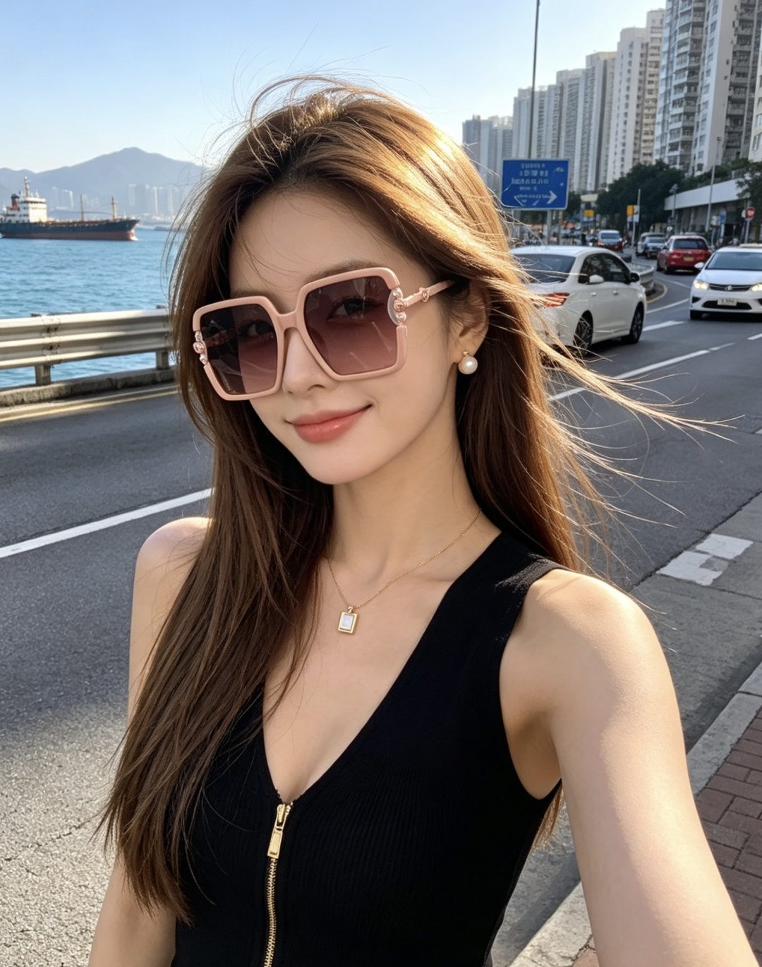 🔺CHANEL🔻官方早春新款，众多明星同款[色]香奈儿‼️‼️新款大框偏光墨镜 ，镜腿LOGO小珍珠🌈🌈