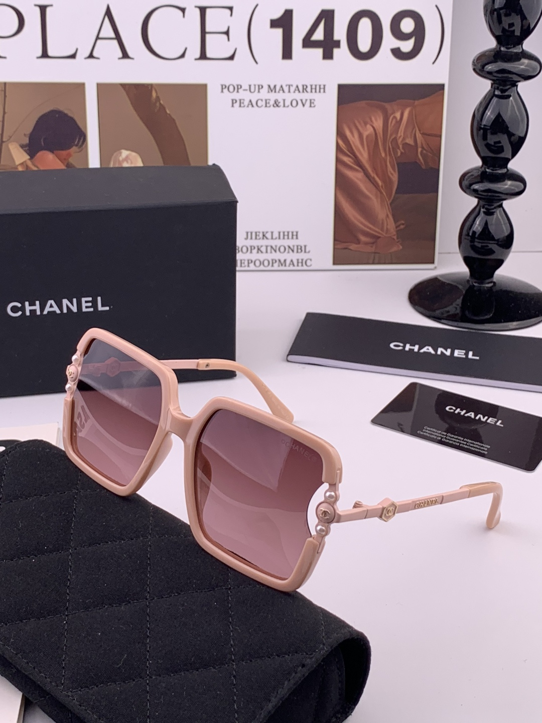 🔺CHANEL🔻官方早春新款，众多明星同款[色]香奈儿‼️‼️新款大框偏光墨镜 ，镜腿LOGO小珍珠🌈🌈