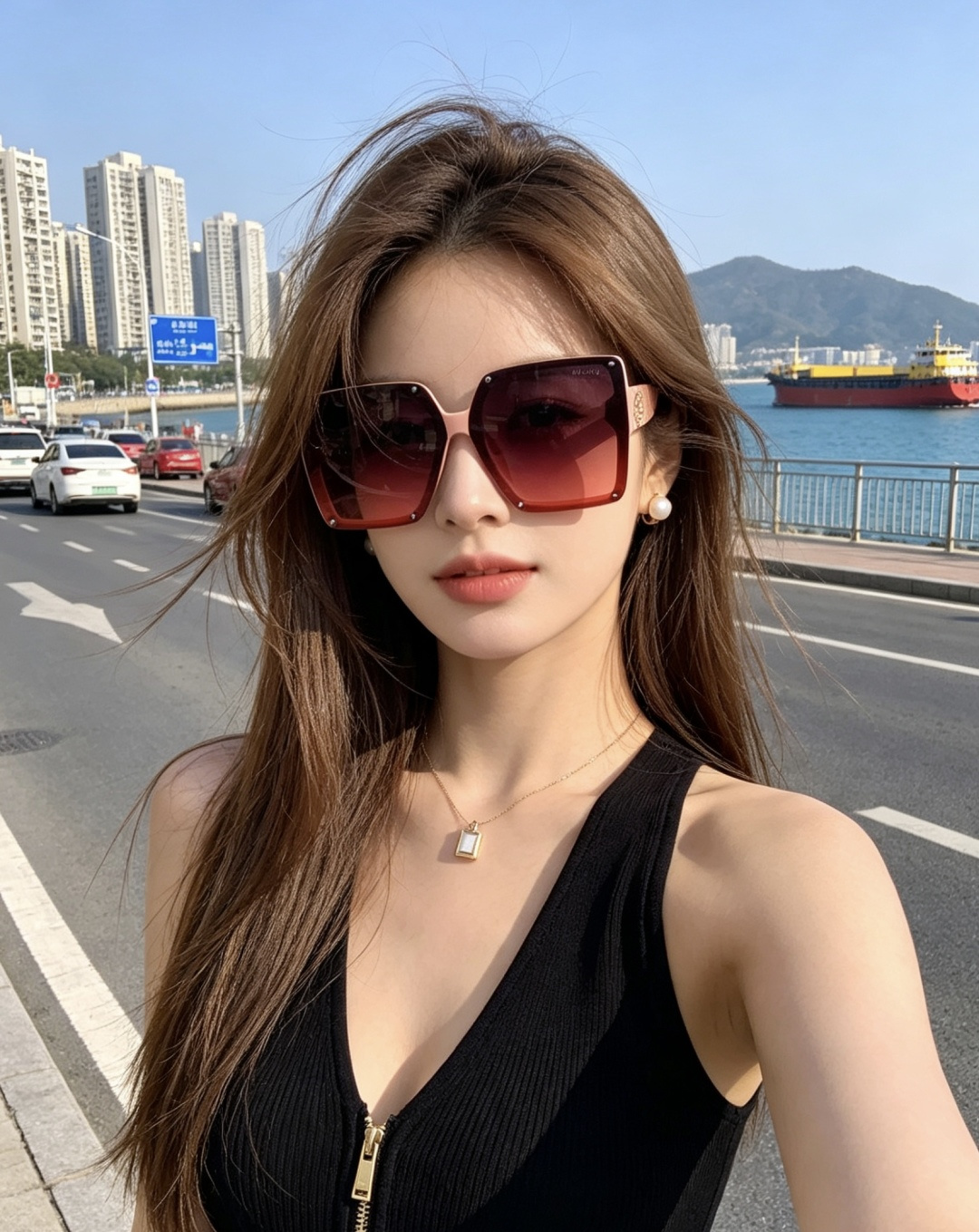🔺CHANEL🔻官方早春新款，众多明星同款[色]香奈儿‼️‼️新款大框偏光墨镜 ，镜腿LOGO小珍珠🌈🌈