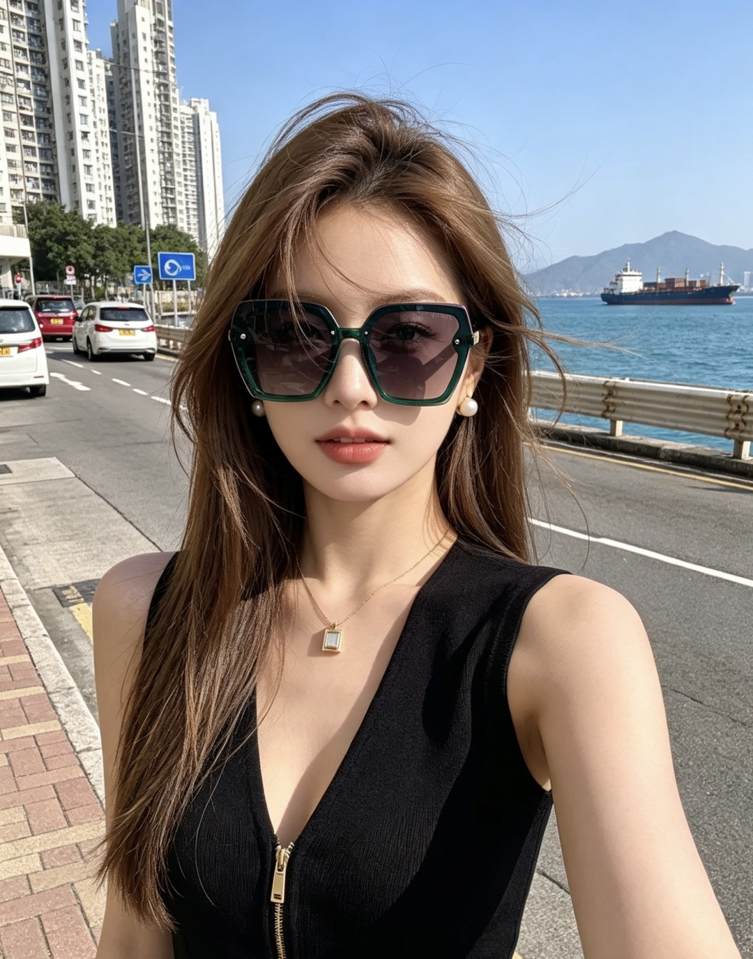 🔺CHANEL🔻官方早春新款，众多明星同款[色]香奈儿‼️‼️新款大框偏光墨镜 ，镜腿LOGO小珍珠🌈🌈