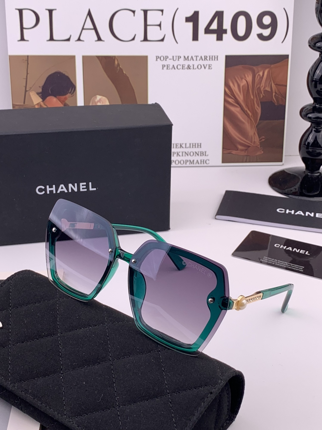 🔺CHANEL🔻官方早春新款，众多明星同款[色]香奈儿‼️‼️新款大框偏光墨镜 ，镜腿LOGO小珍珠🌈🌈