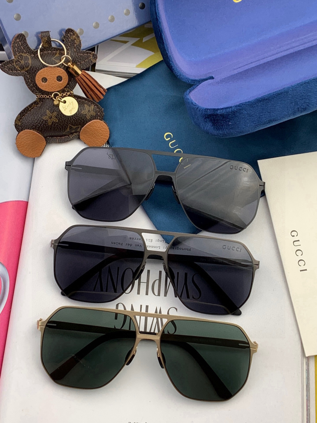 ♦️ GUCCI 新款男女情侣款太阳镜多边形墨镜iP电镀永不褪色 超轻超有弹性整幅眼镜无螺丝重要的是压不