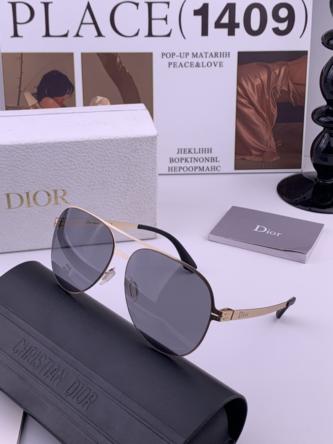 DIOR-迪奥 新款超轻无螺丝压不坏系列情侣款太阳镜高清尼龙镜片 商务旅行版 绅士高清太阳眼镜 （舒适薄