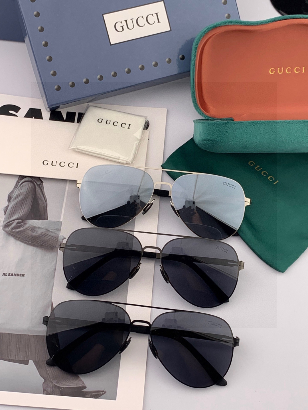 ♦️ GUCCI 新款男女情侣款太阳镜多边形墨镜iP电镀永不褪色 超轻超有弹性整幅眼镜无螺丝重要的是压不