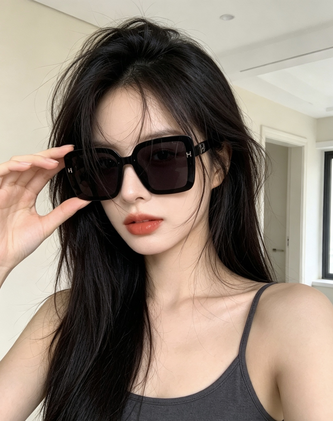 爱马仕 经典的方框设计，不挑脸型，无论搭配大衣还是连衣裙都非常显气质镜片预防紫外线 型号：H1303