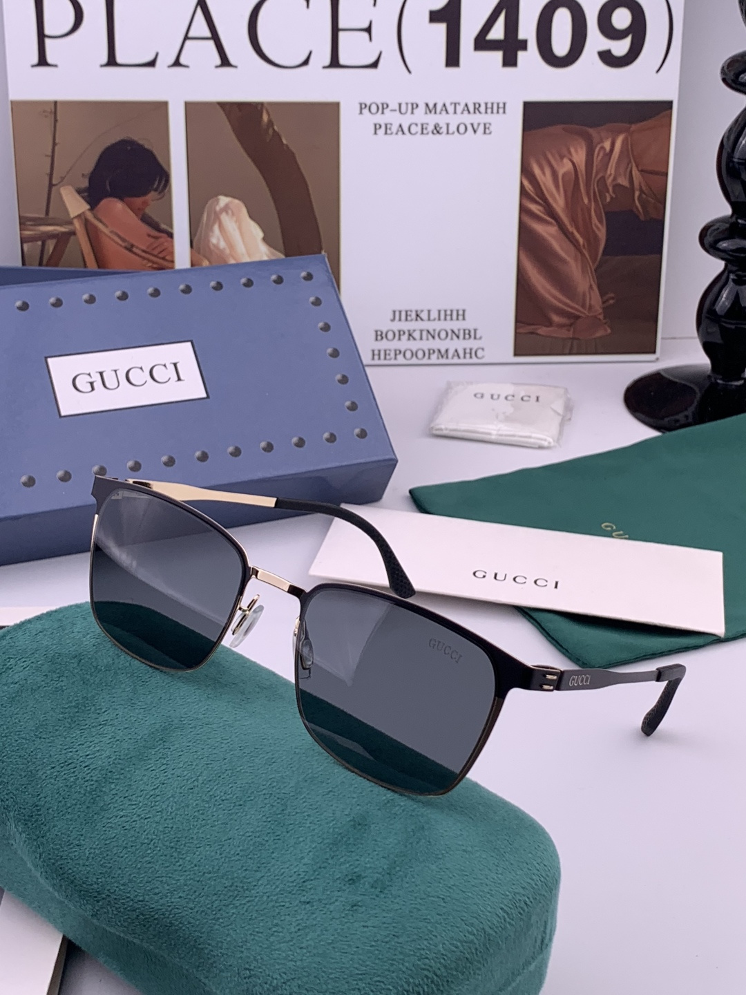 ♦️GUCCI 新款男女情侣款太阳镜多边形墨镜iP电镀永不褪色 超轻超有弹性整幅眼镜无螺丝重要的是压不坏
