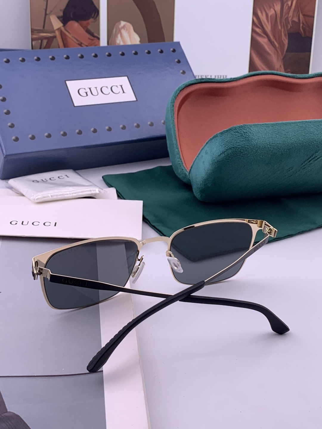 ♦️GUCCI 新款男女情侣款太阳镜多边形墨镜iP电镀永不褪色 超轻超有弹性整幅眼镜无螺丝重要的是压不坏