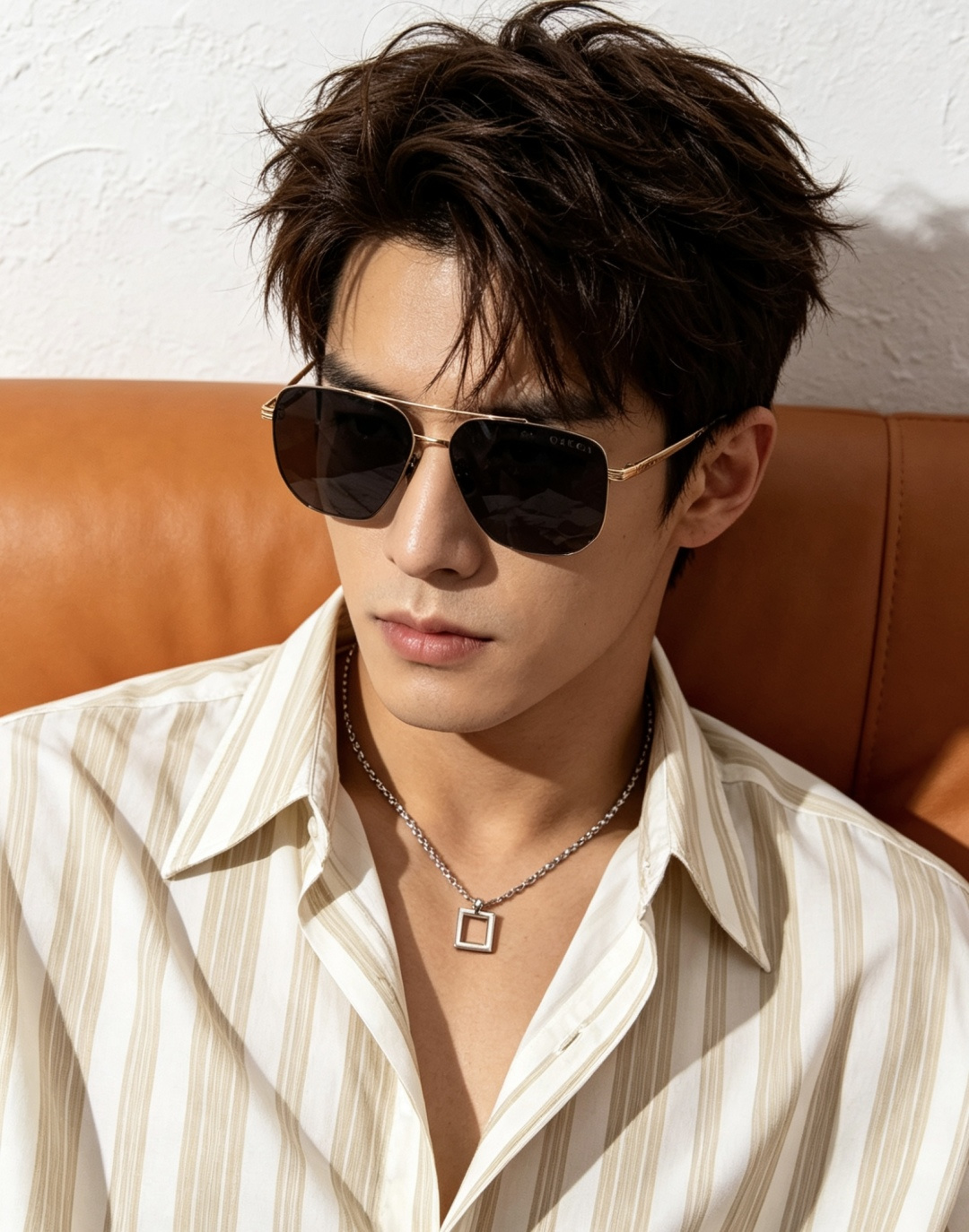 Gucci 男款炫彩飞行员偏光太阳镜 ❤️材质：高清尼龙加厚卡槽高清偏光镜片 🌹无边框镜架💕颜👍型号：G