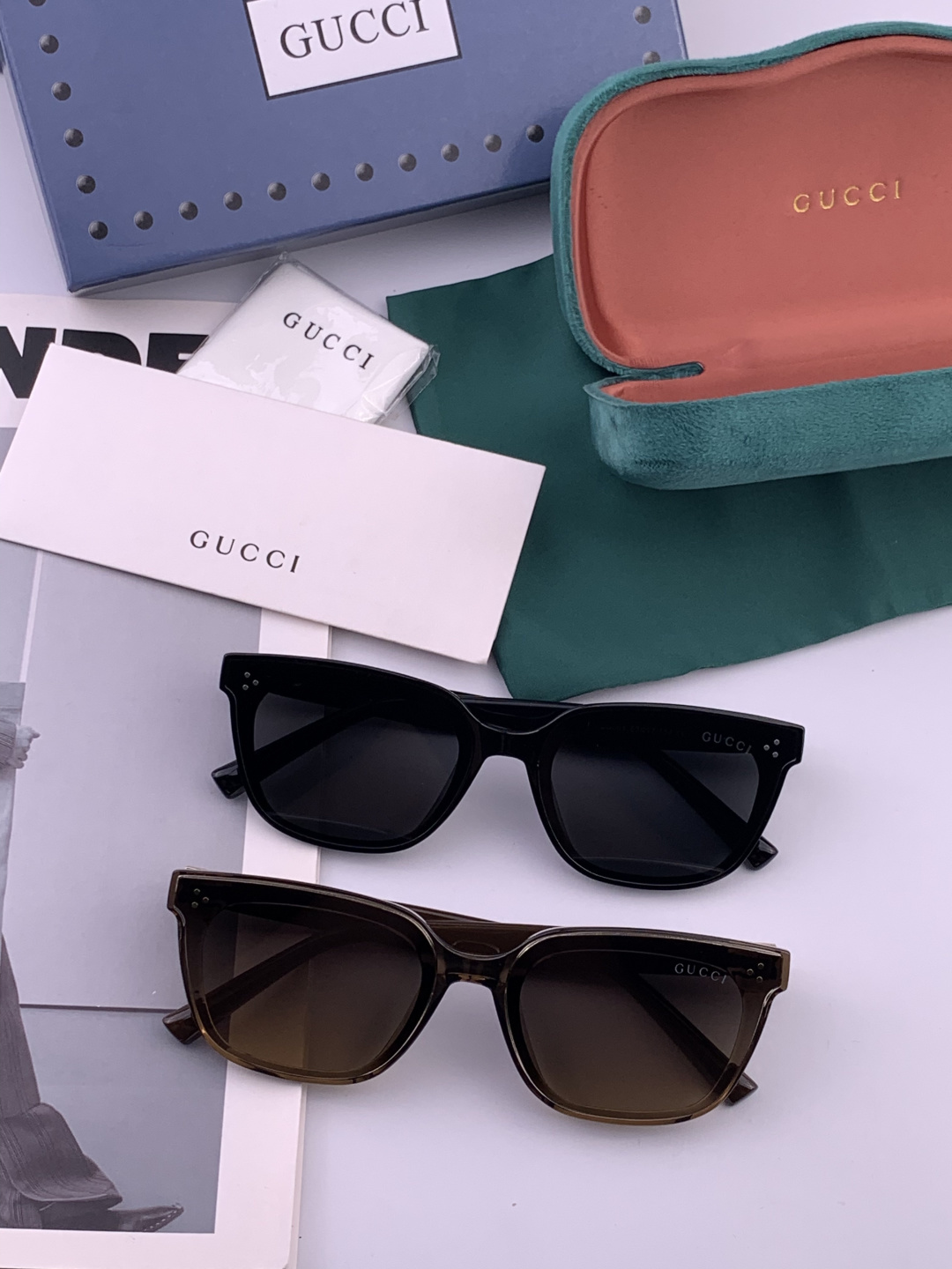 GUCCI 新款连体尼龙偏光太眼镜，情侣款时尚方框太阳镜佩戴舒适网红潮流款墨镜，大气女人范儿，大脸小脸都