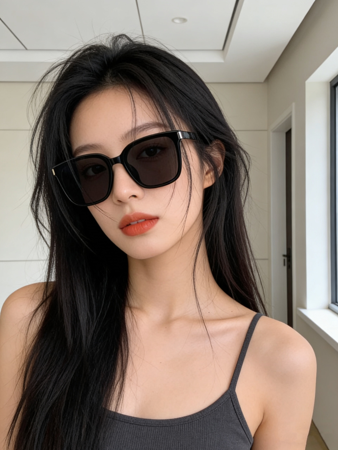 GUCCI 新款尼龙偏光太眼镜，情侣款时尚方框太阳镜佩戴舒适网红潮流款墨镜，大气女人范儿，大脸小脸都好看