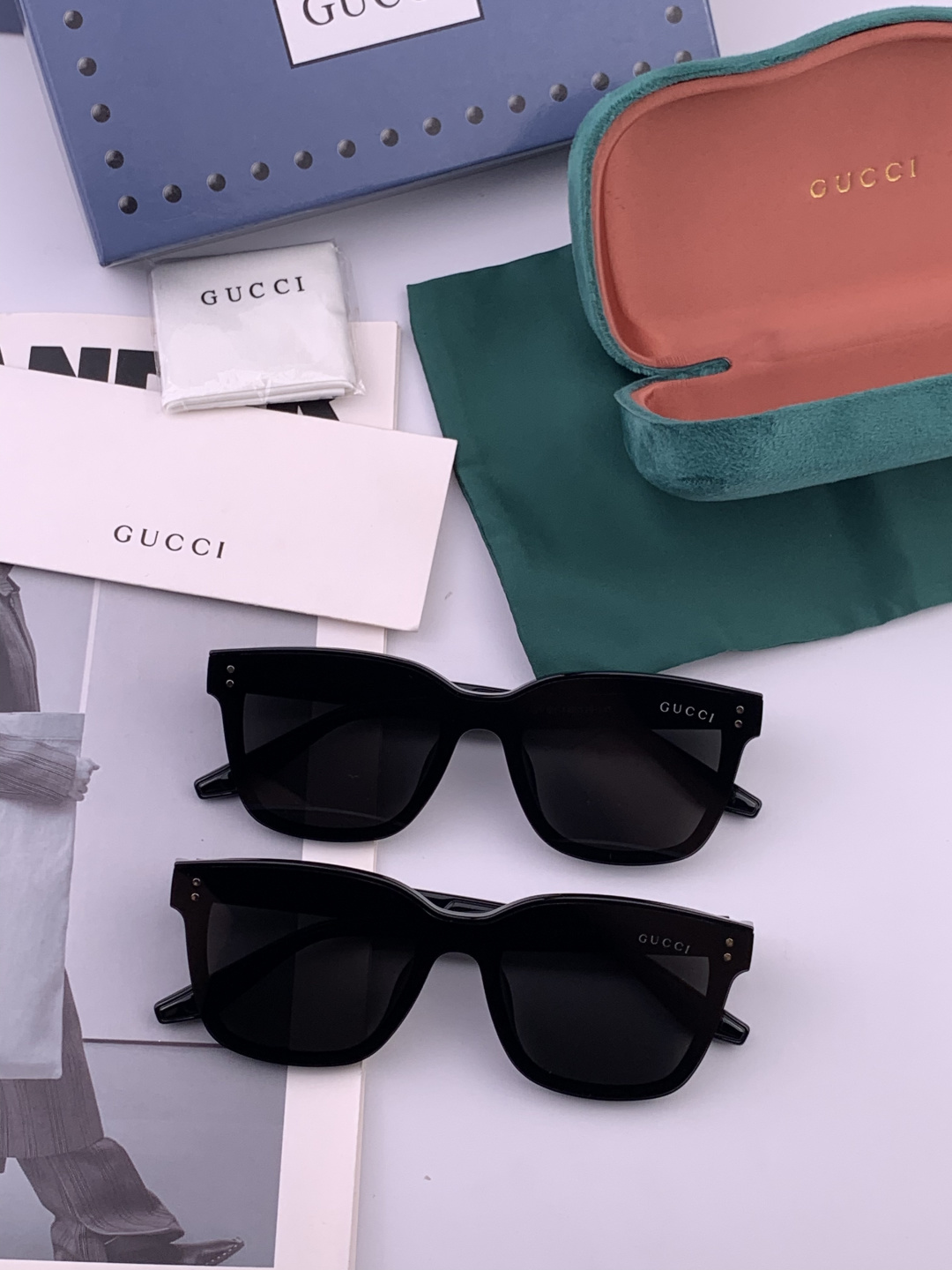 GUCCI 新款连体尼龙偏光太眼镜，情侣款时尚方框太阳镜佩戴舒适网红潮流款墨镜，大气女人范儿，大脸小脸都