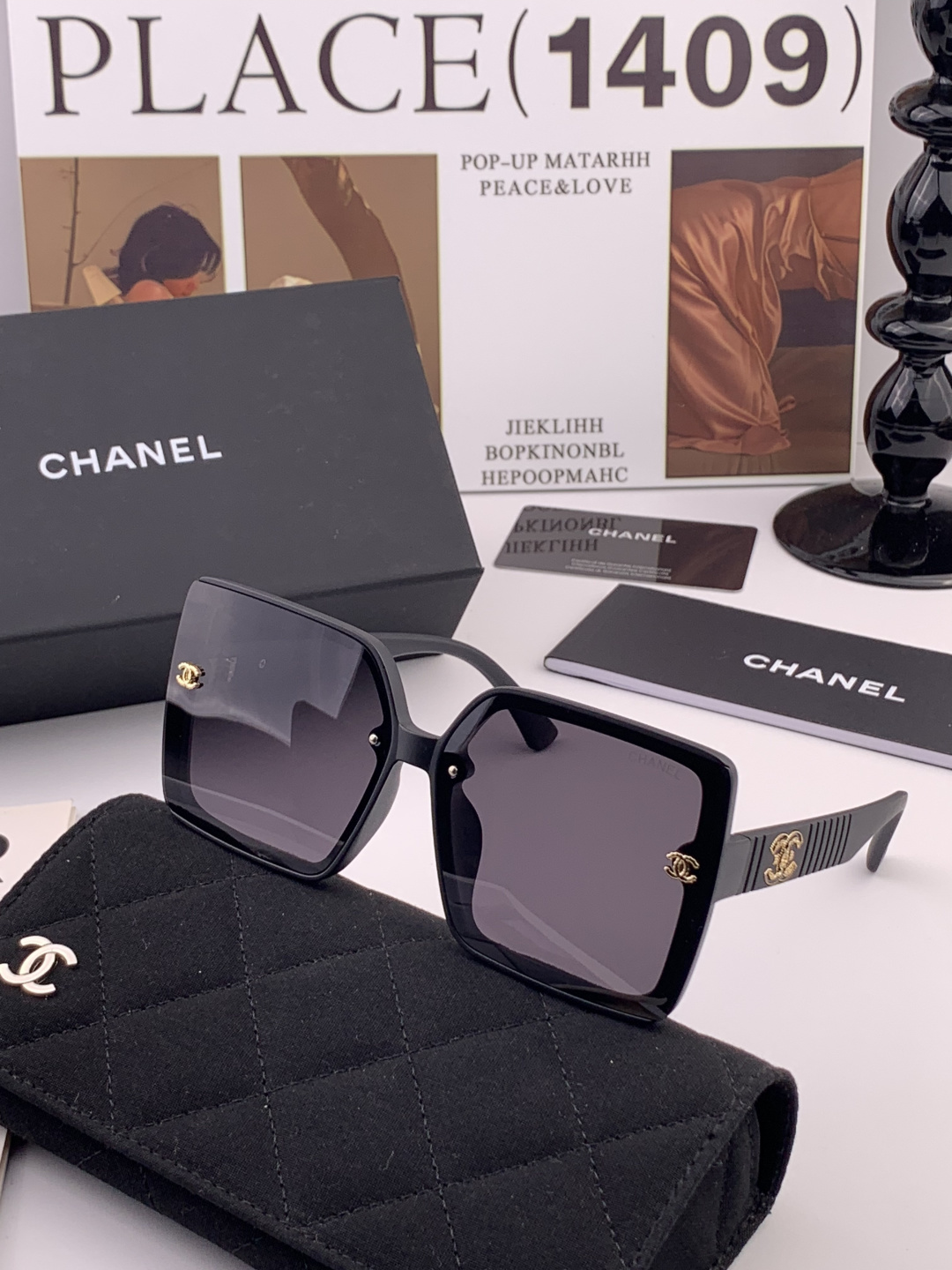 【CHANEL】香奈儿 新款潮流爆款 时尚方框太阳镜 佩戴舒适 网红潮款墨镜 女士高清加厚偏光太阳镜🕶️