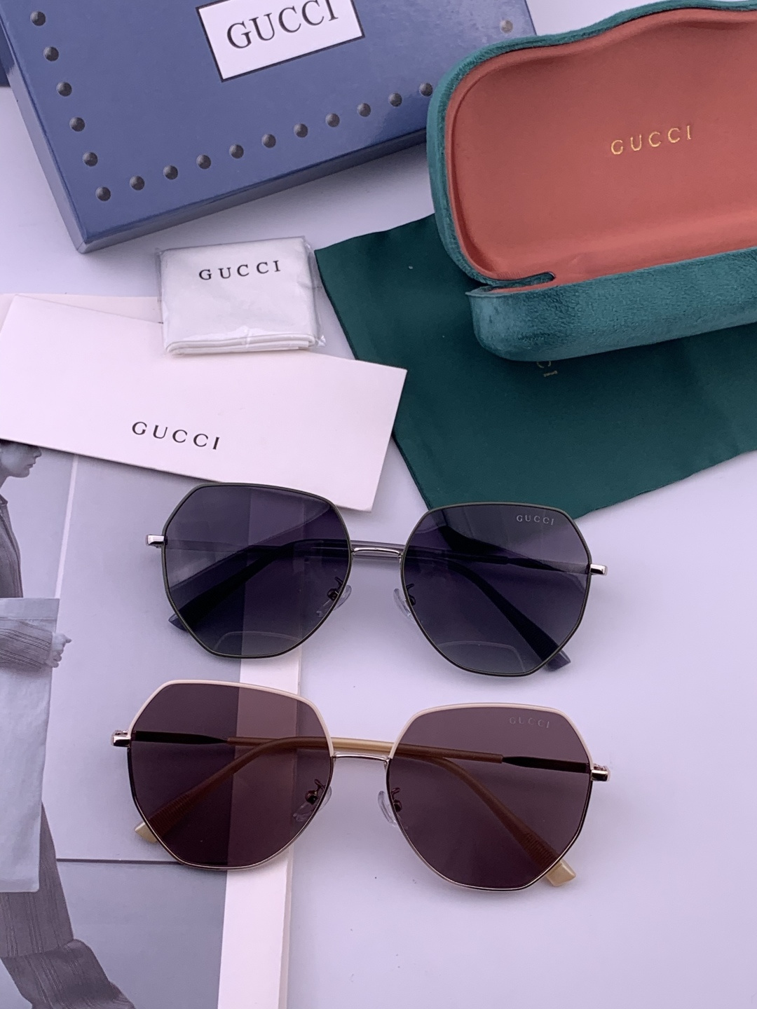 🔺 【GUCCI-偏光太阳镜】开春新款 潮流爆款 时尚圆框偏光太阳镜 高品质 佩戴舒适 网红潮款墨镜 女