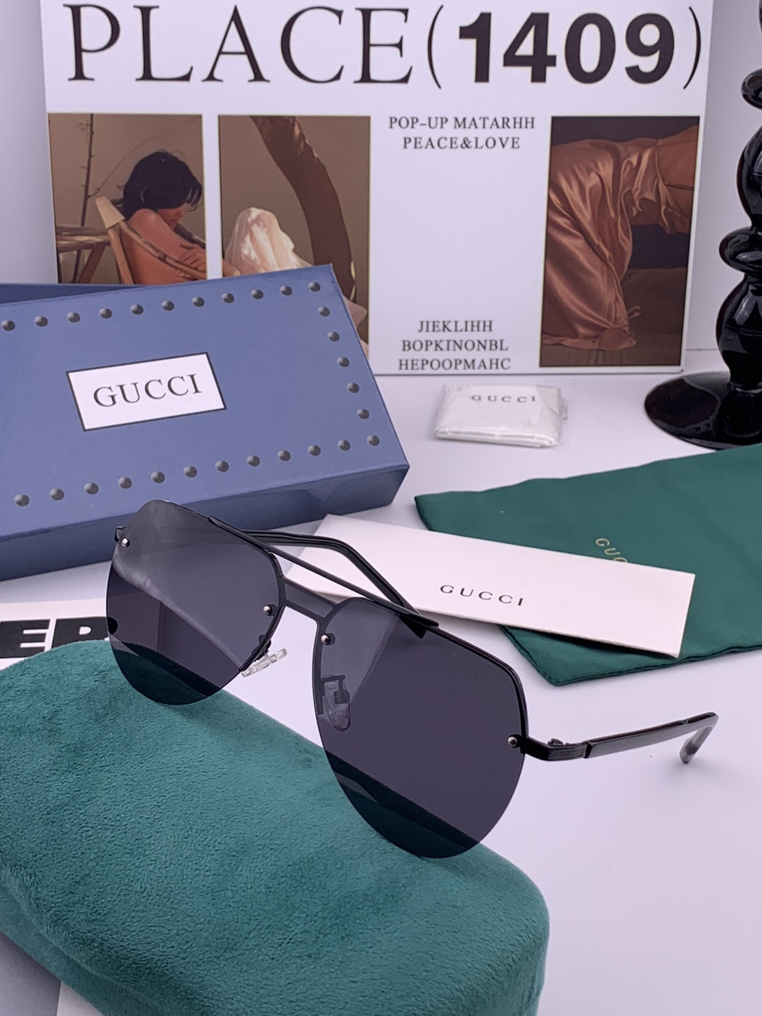Gucci 。 高品质男女款墨镜 👍 进口宝丽来偏光镜片 。蛤蟆镜 开车钓鱼都可 。百搭显瘦墨镜韩版男士