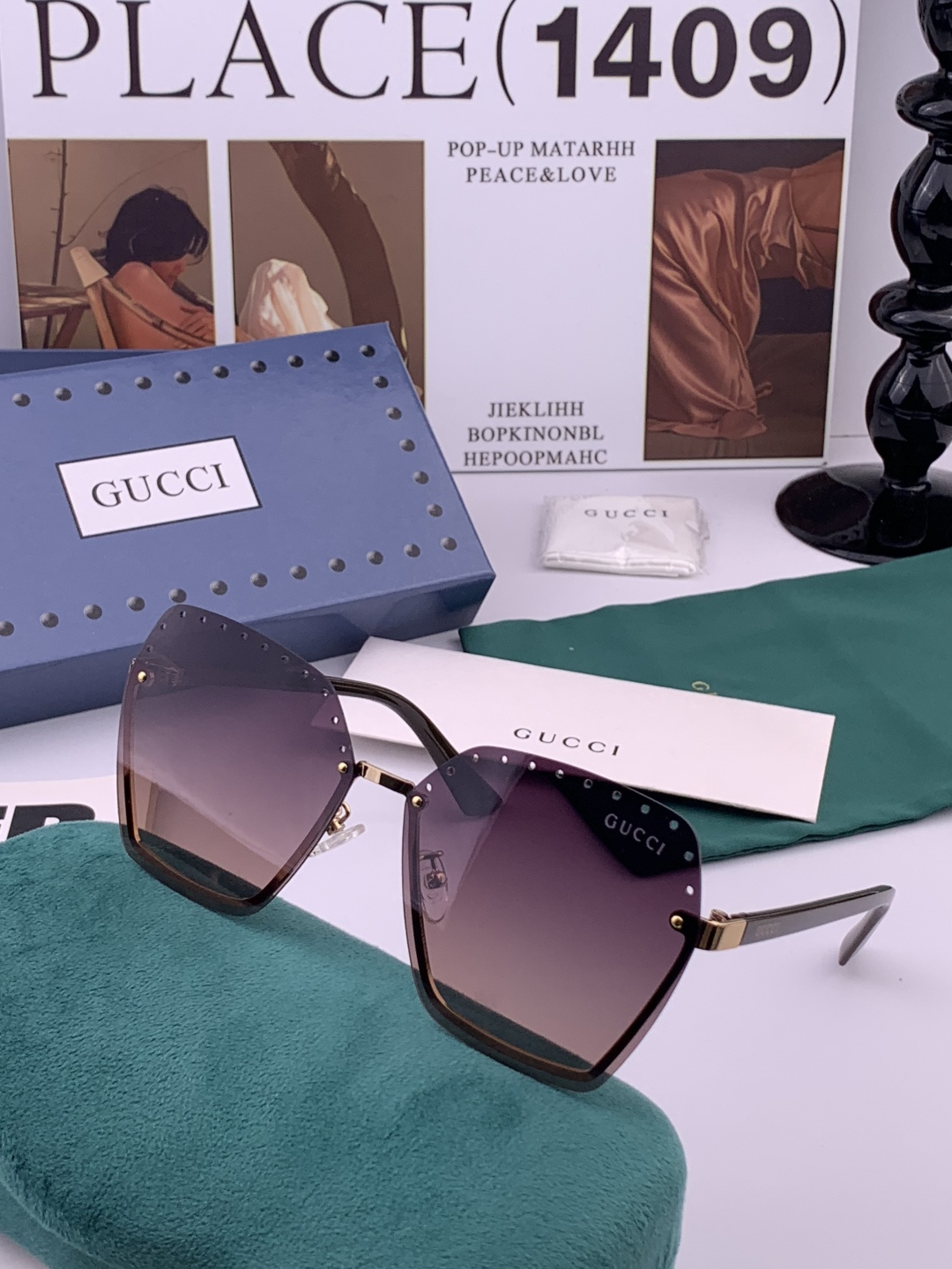 GUCCI🌋☔️时尚无框太阳镜镜片 顶级奢侈品[强] 高品质[胜利][亲亲]🍦🍨 [得意] 气质非凡😄 