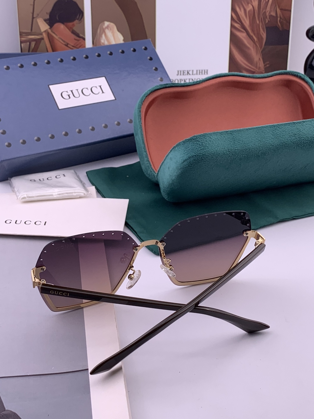 GUCCI🌋☔️时尚无框太阳镜镜片 顶级奢侈品[强] 高品质[胜利][亲亲]🍦🍨 [得意] 气质非凡😄 