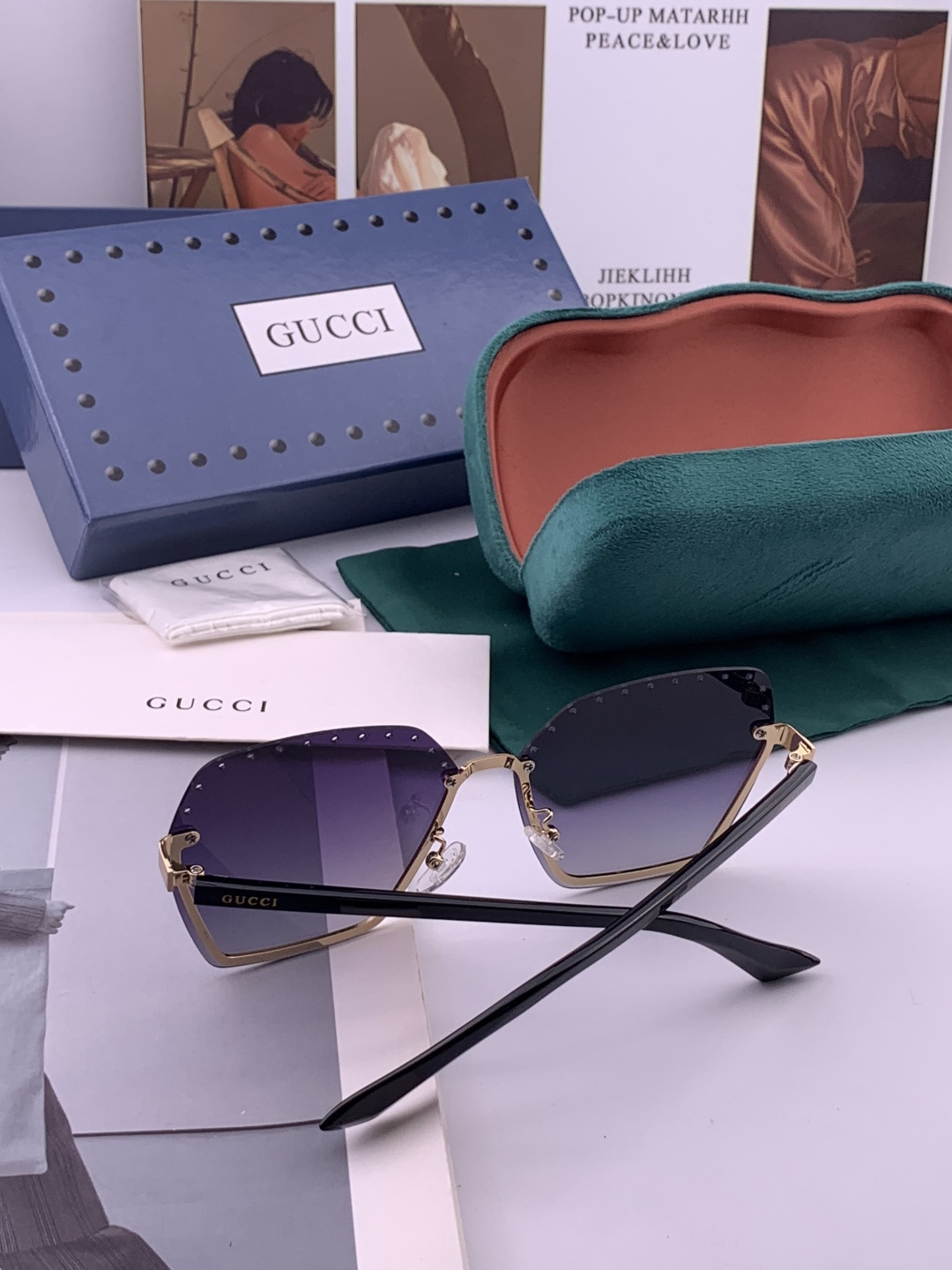 GUCCI🌋☔️时尚无框太阳镜镜片 顶级奢侈品[强] 高品质[胜利][亲亲]🍦🍨 [得意] 气质非凡😄 