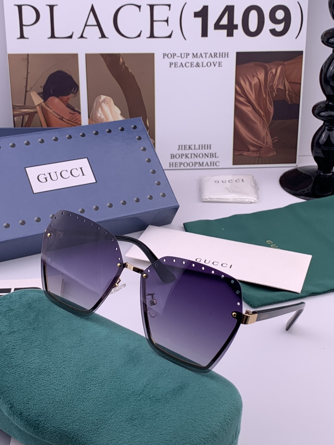 GUCCI🌋☔️时尚无框太阳镜镜片 顶级奢侈品[强] 高品质[胜利][亲亲]🍦🍨 [得意] 气质非凡😄 