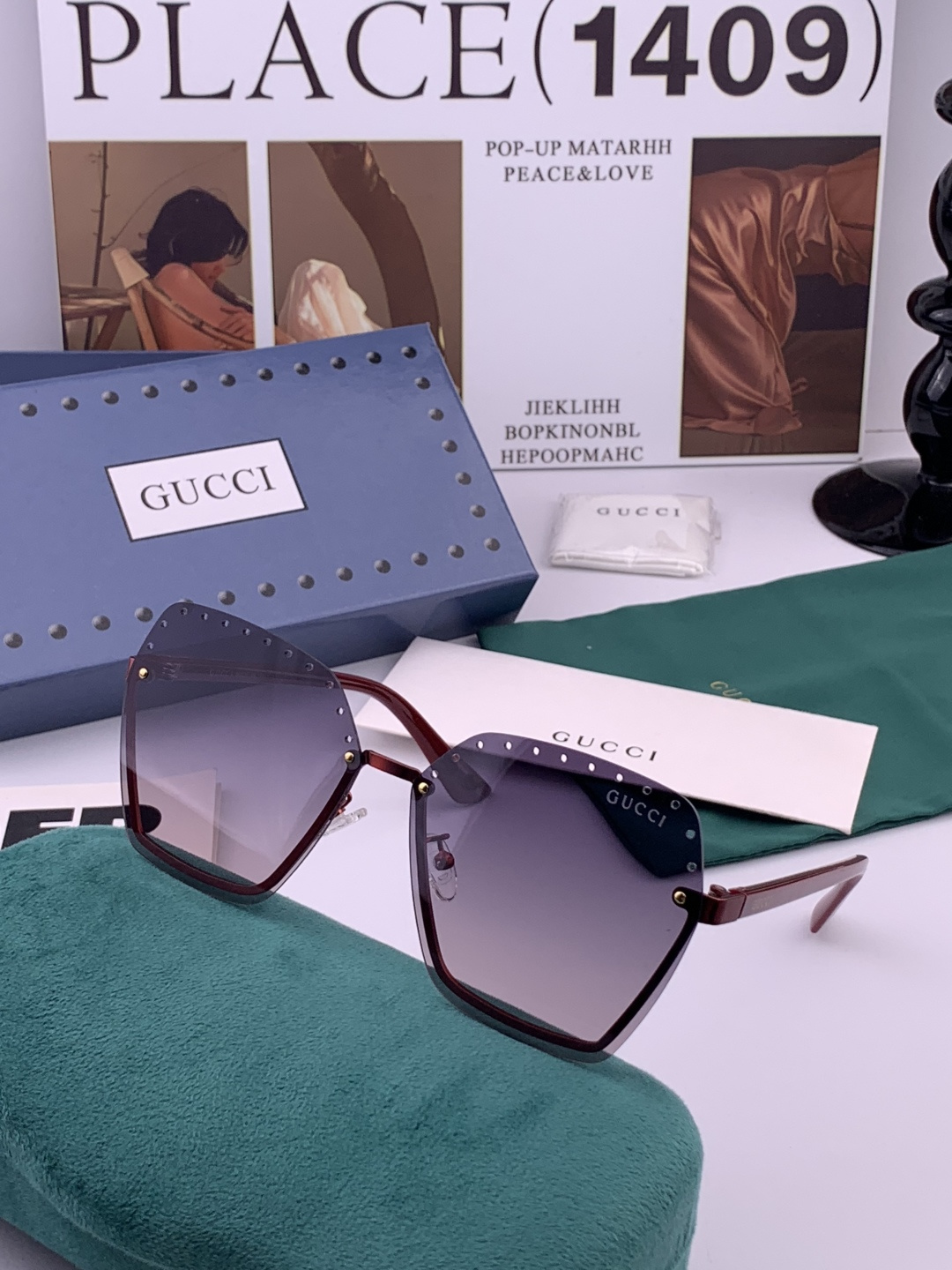 GUCCI🌋☔️时尚无框太阳镜镜片 顶级奢侈品[强] 高品质[胜利][亲亲]🍦🍨 [得意] 气质非凡😄 