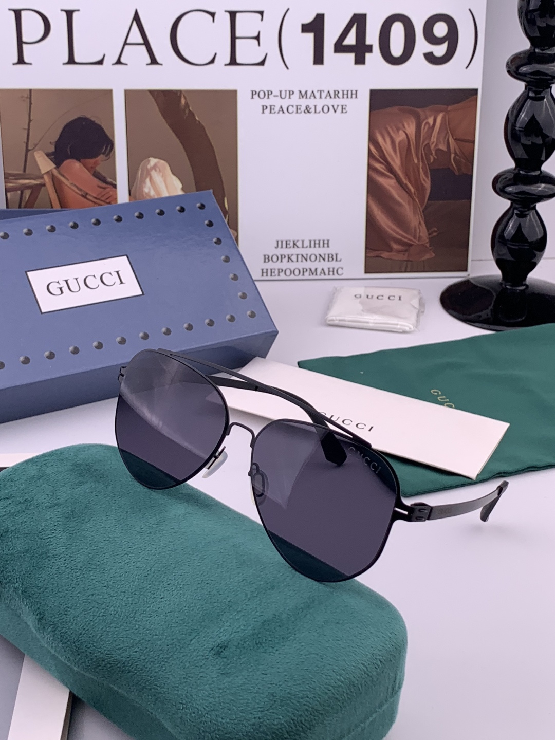 GUCCI 新款轻超无螺丝压不坏列系情侣款韩版偏太光阳镜男女通用墨高镜清尼龙偏光镜片 ✨完品美质‼️太阳