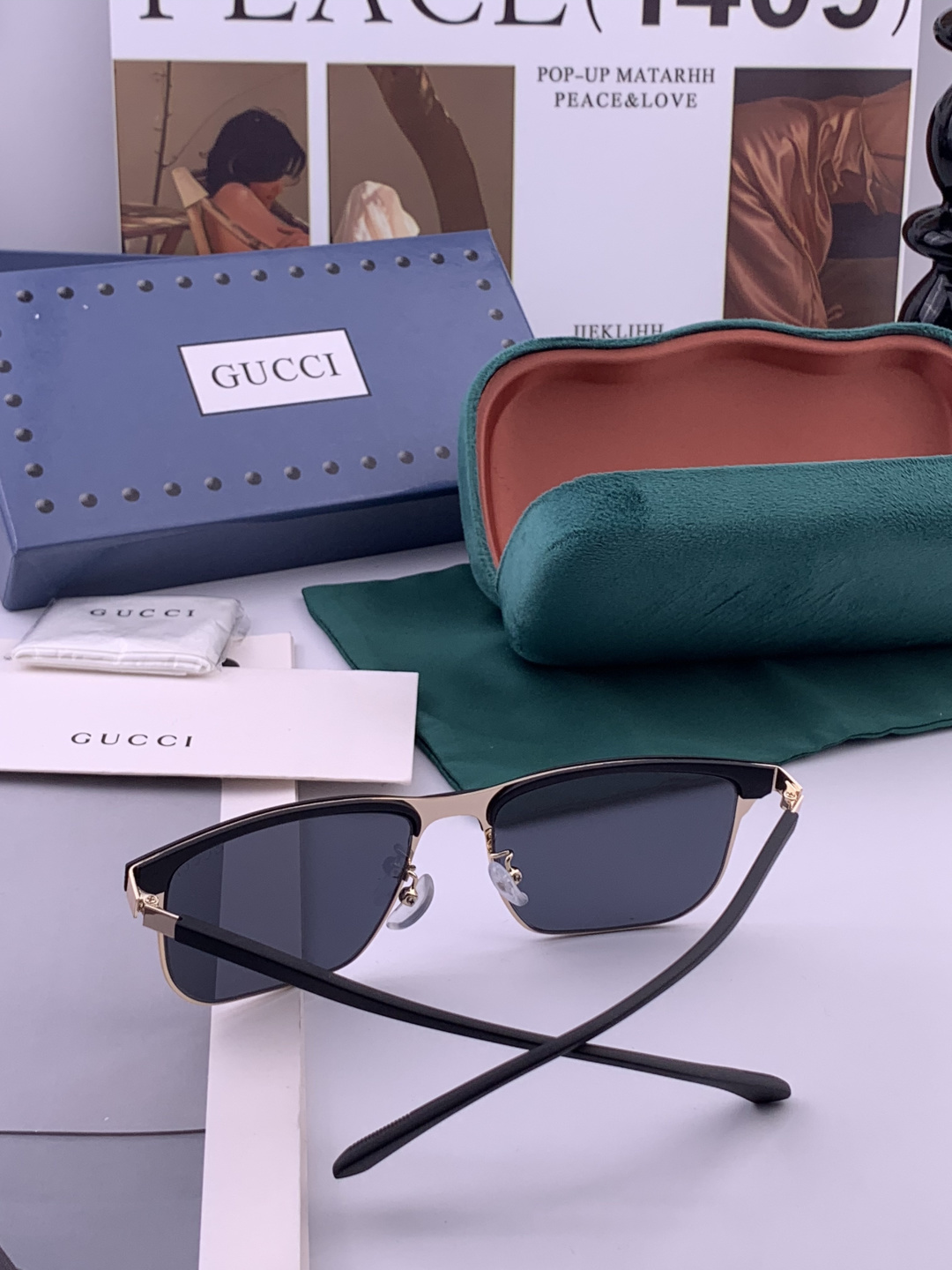 Gucci 。 高品质男女款墨镜 👍 进口宝丽来偏光镜片 。蛤蟆镜 开车钓鱼都可 。百搭显瘦墨镜韩版男士