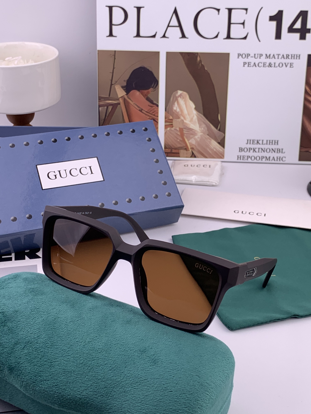 🔺 【GUCCI-偏光太阳镜】开春新款 潮流爆款 时尚方框偏光太阳镜 高品质 佩戴舒适 网红潮款墨镜 女